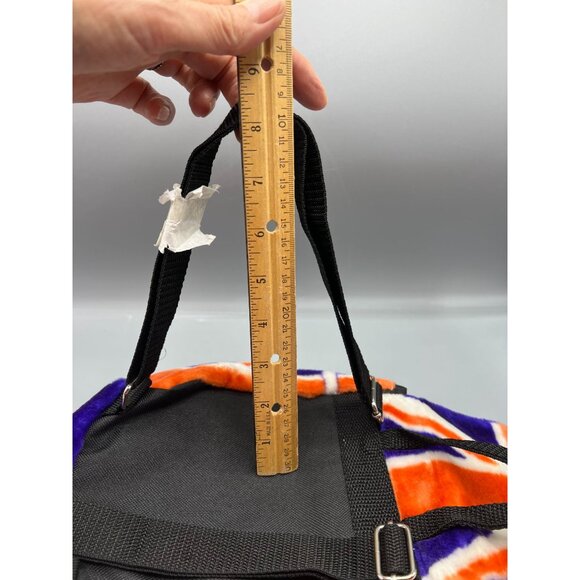 Union Jack Plush Backpack Zipper Pocket Small Pom Pom Key Ring Adjustable - Picture 8 of 16